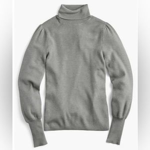 J.Crew Balloon Sleeve Gray Turtleneck in Merino Wool XS